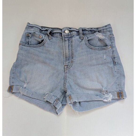 Gap 1969 Cut Off Boyfriend Light Wash Cuffed Denim Stretch Shorts Size 29R US 8 - Picture 1 of 8